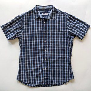 WestSport Blue Plaid Short Sleeve Buttondown Shirt